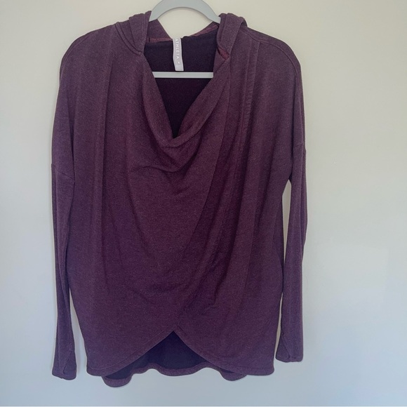 Athleta Purana Wrap Sweatshirt S Spiced Cabernet Pullover Stretch Jersey Knit - Picture 2 of 7